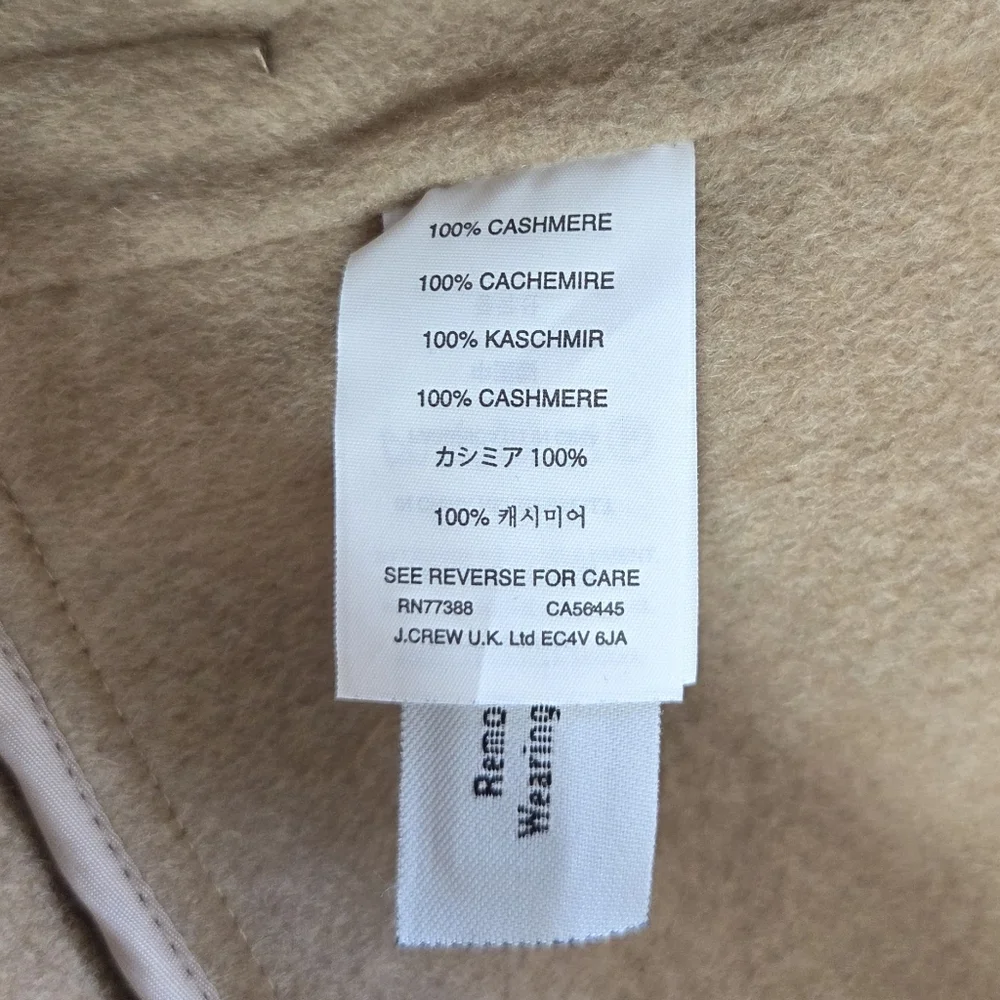 J. Crew Poncho Cashmere Piping Quarter-Zip Mock-Neck Mid-Length Sand Medium - Picture 7 of 9
